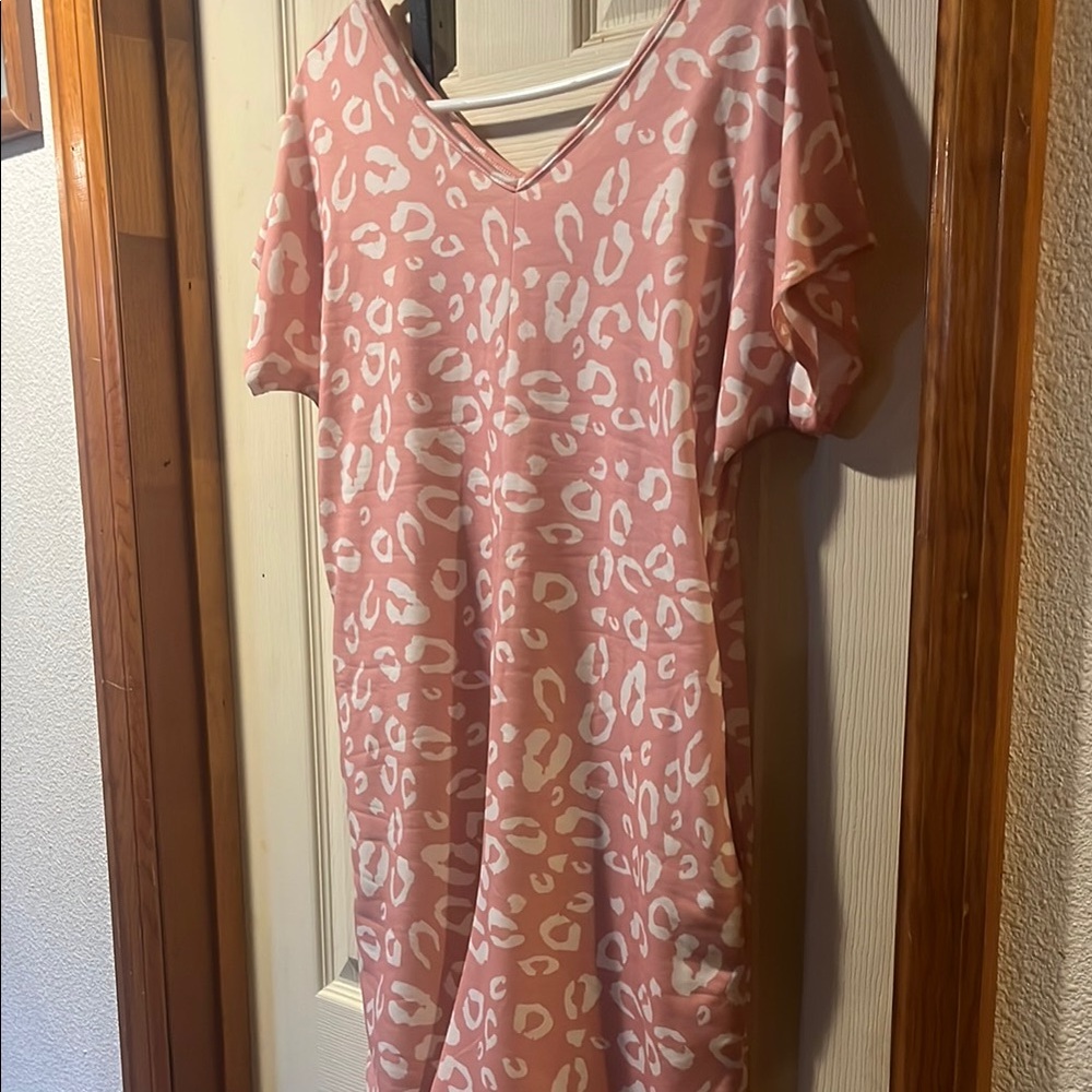 Pink and White animal Print romper with Relaxed Fit